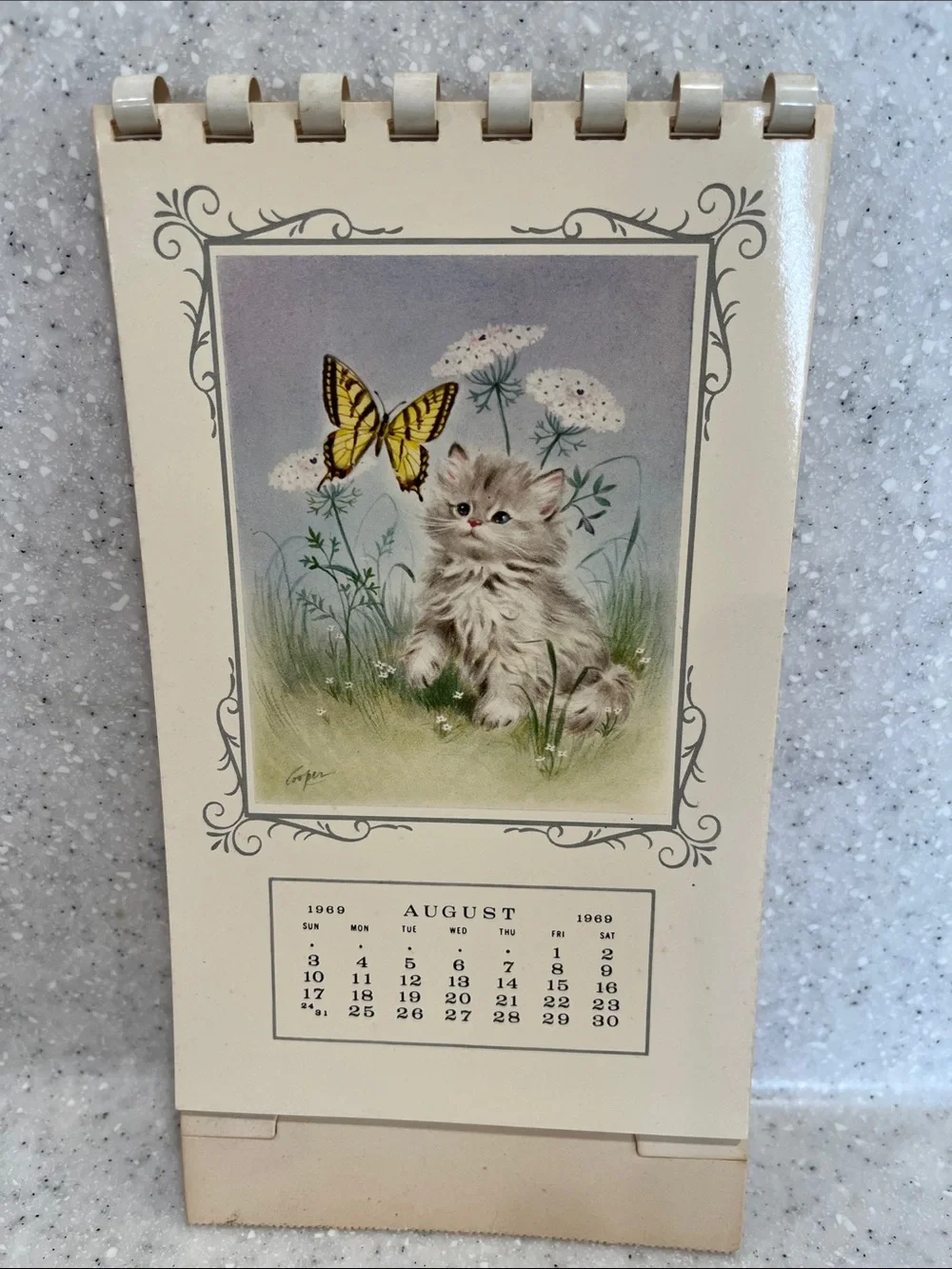 Vtg 1969 Marjorie M. Cooper Kitten Kalendar MCM Calendar by Gibson HTF **READ**